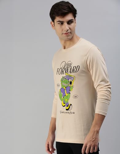 Image of Veirdo Men's Full Sleeve Printed T-Shirt | Trendy Graphic Print Tee