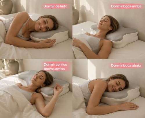 Miniatura 4 de Todocama Almohada Cervical Viscoelástica, Ergonómica para Cervicales y Cuello, Reduce la Tensión y Alivia el Dolor, Funda Antiácaros Extraíble y Lavable, 60x40 cm