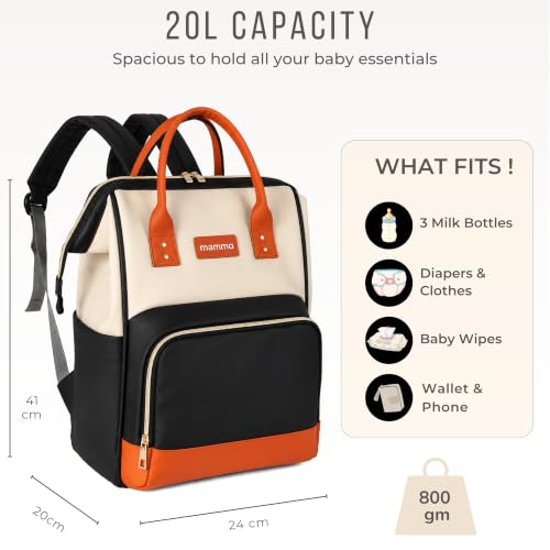 Image of MAMMA Vegan Leather Diaper Bag for Mothers for Travel, Baby Bag for Mother Travel, Diaper Bag for Baby, 12 Pockets Waterproof Diaper Bags for Mom, Hospital Bag for Delivery Women | 9 Months Warranty