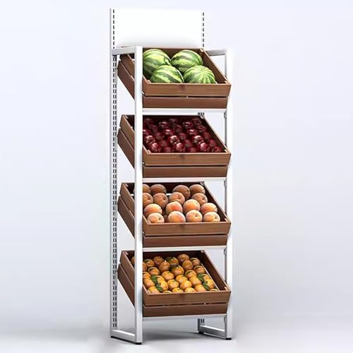 Estante de frutas de madera selecta: organizador blanco premium de 4 niveles