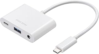 サンワサプライ USB Type-Cハブ 3.5mmイヤホンジャック付 最大PD100W対応 5Gbps USB-A×1/Type-C×1 iPad/iPhone/Windows/Mac対応 USB-5TCPA23W
