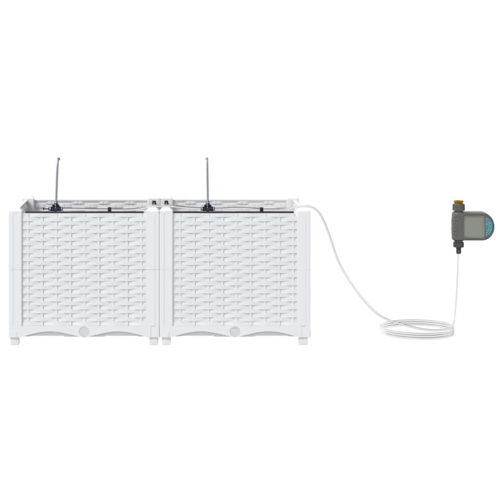 vidaXL Doniczka ogrodowa 2 pcs Biały 80 x 40 x 37,5 cm, Ogród i taras, nowoczesna doniczka samonawadniająca, trwały pojemnik na rośliny patio