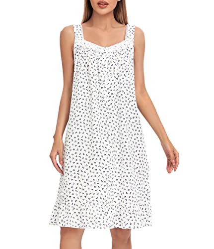Mzrocr Nightgowns For Women Cotton Night Gown For Ladies Sleeveless Sleepwear Woven Lace Nightdress Bow-Knot Printing X-Large #TOP4