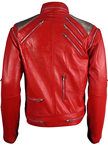 TLW (Premium Quality) Beat-it Leather Jacket - RED - 100% Real Leather4