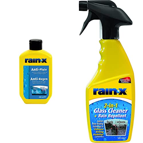 Image of Rain-X 1830025 80113200 Rain Repellent 200 ml & 88199500 2in1 Glass Cleaner + Rain Repellent, 500ml