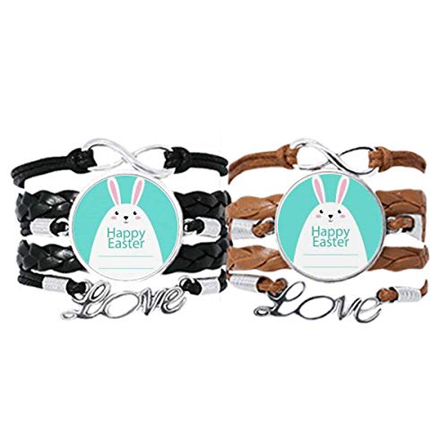 Bracelet Blue Bunny de Pâques en cuir pour votre couple