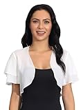 Unicra Chiffon Shrugs Bolero for Women Short Sleeves Open Front Sheer Cardigan Soft Bolero Jackets Top for Evening Dress