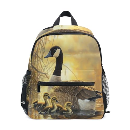 OTVEE Mochila infantil mini bolsa de viagem, mochila escolar para estudantes, adolescentes, mochila casual para meninas e meninos, Gansos e gansos canadenses, Small, Moderno
