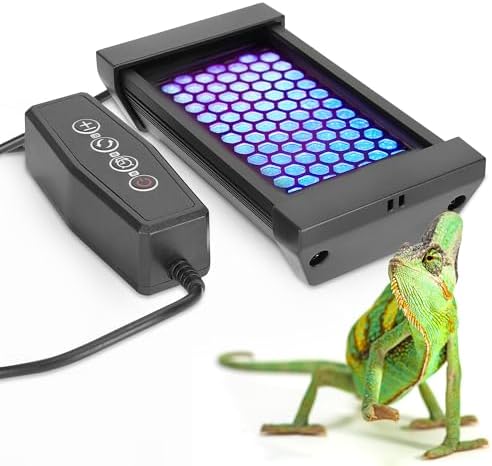 Dimmable LED Reptile UVB Lamp, 8000 Hours UVB Duration for Much Longer Lifespan, Adjustable 4/8/12-Hour Cycles, Suitable for Tortoise and Gecko, 4W, S Size