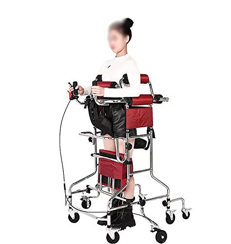 高齢者用アップライトウォーカー 座席付き 高さ調整8輪ウォーカー 片麻痺 リハビリ スタンディングフレーム 大人用ポータブルウォーカー 歩行補助具 (Color : With Handbrake, Size : Women)