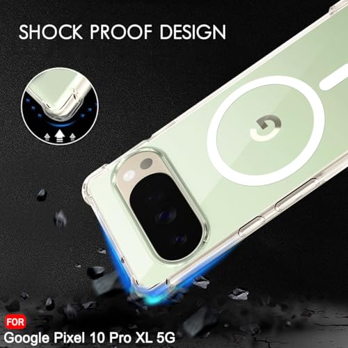 Image of TheGiftKart Shockproof Ultra-Hybrid Back Cover Case for Google Pixel 10 Pro XL Compatible with MagSafe | 360 Degree Protection | Crystal Clear Hard Back Cover Case (PC & TPU, Transparent Bumper)