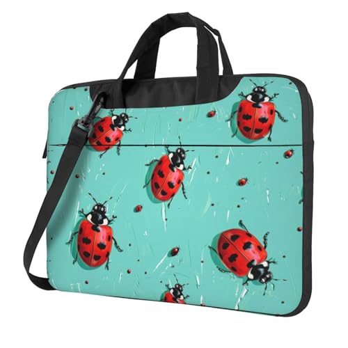 JCVOTREL Red Ladybug on Blue Background Laptop Tote Bag Travel Business Computer Bag Work Bag for Men Women, black, 15.6 inch