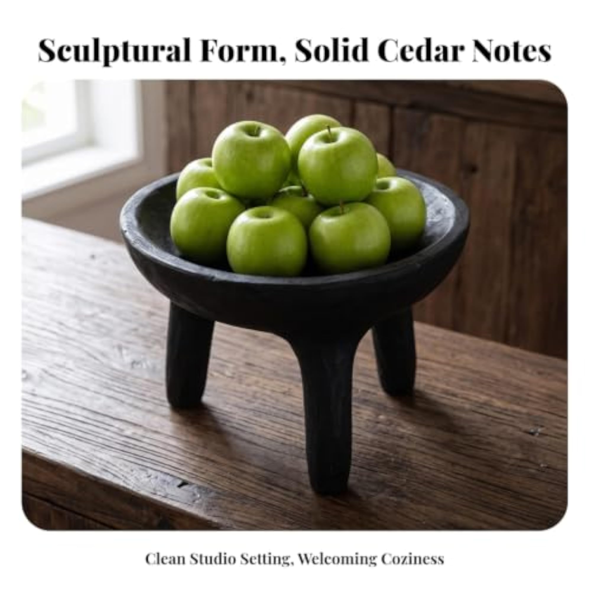 Compact Decorative Tray with Legs, Rustic Wood Pedestal