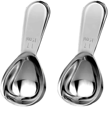 YUNNKEEY 2PCS Coffee Scoop, 1T Stainless Steel Coffee Measuring Scoop, Short Handle Coffee Scoop Set, Durable Measuring Scoop Set for Ground Coffee, 1 tablespoon,15ml, 2Pcs