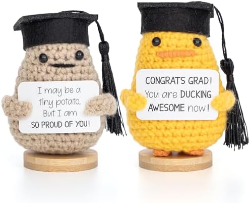 2025 Graduation Gifts 2 Pcs Emotional Support Duck and Potato with Wooden Stands, Cute Crochet Graduation Accessories for Her, Playful Decor Gifts Idea for High School, College, University And PHD 2025 Graduation Gifts 2 Pcs Emotional Support Duck and Potato with Wooden Stands, Cute Crochet Graduation Accessories for Her, Playful Decor Gifts Idea for High School, College, University And PHD