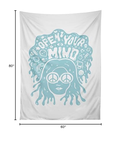 Image of Society6 Doodle by Meg Open Your Mind in Mint Tapestry, 60 in x 80 in, Multi