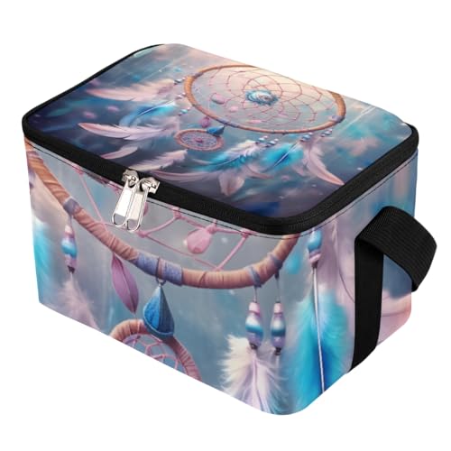 GzLeyigou Lunch Bags for Women Men 9 Cans,Bohemian Dreamcatcher Hot & Cold Food Delivery Bag Insulated Grocery Bag Insulated Lunch Box Ethic Feathers Cooler Bag for Office Work Picnic Beach