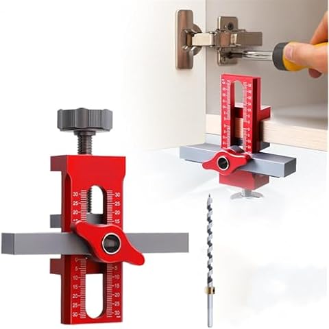 KKwercv Cabinet Door Installation Positioner, Aluminum Alloy Cabinet Hardware Jig, Cabinet Door Mounting Jig, Woodworking Doweling Drilling Guide Locator Installing Tool for Most Cabinet Doors Cover