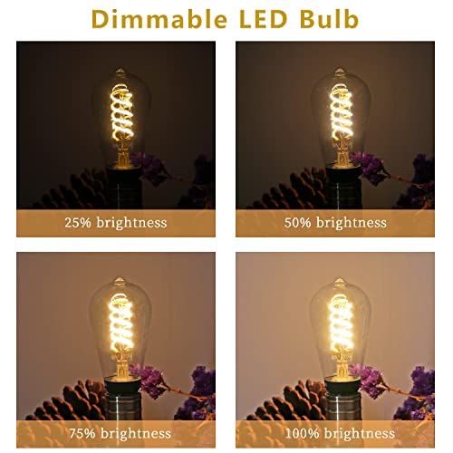 Meilux St19/St58 Edison Led Bulbs Dimmable, Antique Flexible Spiral Led Filament Light Bulb Equivalent 60W Incandescent, 6W Warm White 2700K, 600Lm With 80+ Cri, E26 Base, Clear Glass, 6 Pack #TOP2