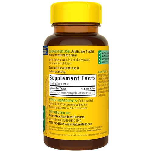 Nature Made Potassium Gluconate 550 mg, Potassium Supplements, 100 Tablets - image 7