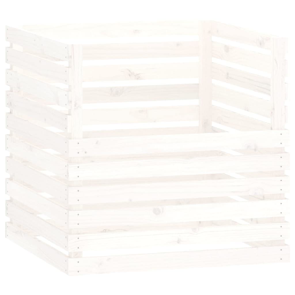 INLIFE Compostador blanco 80 x 80 x 78 cm madera maciza de pino, 14,45 kg, 822188