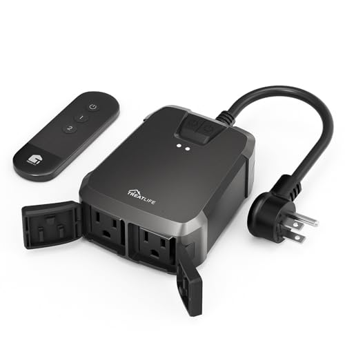 TREATLIFE-Outdoor-Wireless-Remote-Control-Outlet-2-in-1-Individual-Control-Sockets-IP64-Weather-Resistant-Electrical-Outlet-Switch-Heavy-Duty-3-Prong-Plug-Max-Power-1800W-Battery-Included