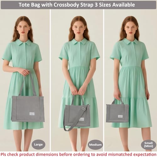 Image of UERRUAM Tote Bag for Women with Compartments,Corduroy Tote for Work Travel College Book Bag Women Purse Handbag Crossbody Bag