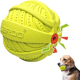 LaRoo Squeaky Dog Ball Toy, Durable Natural Rubber Squeaker Ball Chew Toy for Floating Throwing Training Teeth Cleaning Pet Small Medium Large Dogs