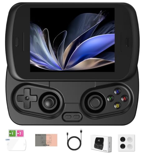 RG Slide Retro Handheld Game Console , Android 13 Game Console 4.7-inch LTPS in-Cell Screen Unisoc T820 Processor Support AI Assistant WiFi Bluetooth NO Preload Game Black