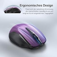 TECKNET Bluetooth Maus, Wiederaufladbare Maus Kabellos(DREI Modi: BT 5.0/3.0 + 2.4G), 4800 DPI, Ergonomische Leise Funkmaus für Laptops, Mac OS, Android, Windows, Lila – Ansicht 6