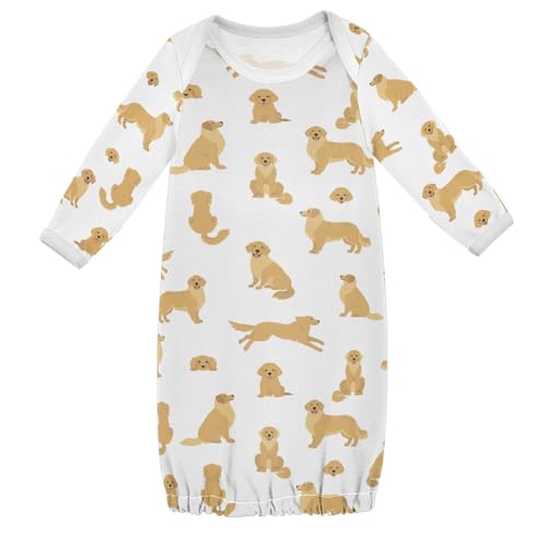 vvfelixl Baby Sleeper Gown for Newborn Boy Girls Golden Retriever Dogs Cartoon Infant Nightgown for 0-3 Months