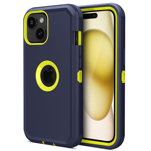 Jiunai for iPhone 15 Case, [Heavy Duty] [Military Drop Protection] 2 in 1 Screenless Dual Layer Shockproof Rugged Bumper Dust Proof Phone Case Compatible with iPhone 15 6.1 inches 2023 Released - Blue