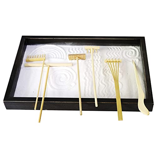Set de 7 piezas rastrillos zen para jardín de bambú miniatura 3