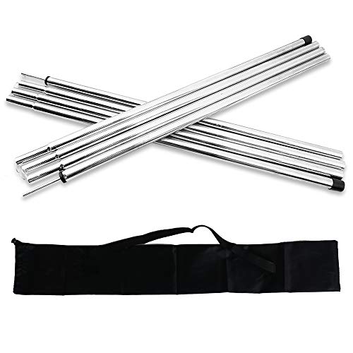 ACENILEN Replacement Tent Poles - Set of 2, Adjustable Rods for Camping Tarps, Shelters, Hiking, Backpacking, Portable Tent Poles Rods -Silver