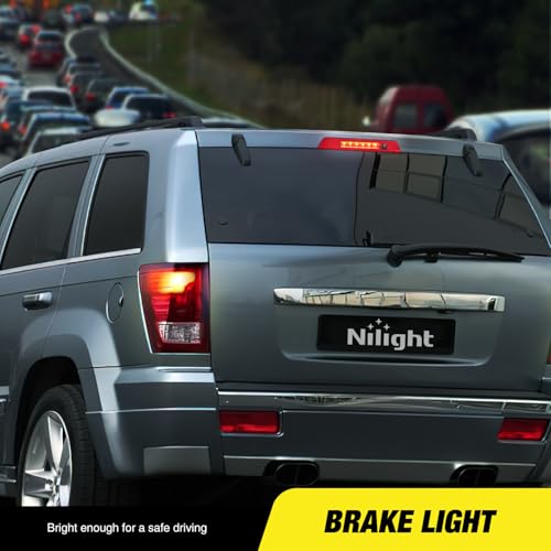Image of Nilight Third Brake Light Tail High Mount 3rd Stop Lights Red Lens Compatible with Jeep Grand Cherokee 2005 2006 2007 2008 2009 2010 Van SUV Rear Center Cab Lamp