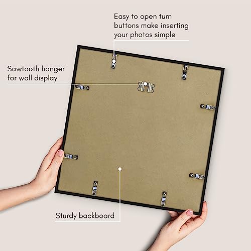 Americanflat 17x17 Picture Frame with Polished Plexiglass - Streamline Collection - Thin Border Square Frame for Wall Display - Hanging Hardware Included - Black