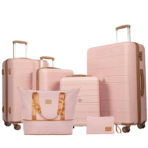 Image of 4-Piece Luggage Sets 16 inch20 inch24 inch28 inch,Suitcases with Double Spinner Wheels and TSA Lock,Hardcase 6 set Luggage with Underseat Duffel Bag