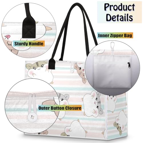Cute Hamster Mouse Tote Bag for Women Large Beach Bag Reusable Tote Bags for Work Travel Beach Shopping4