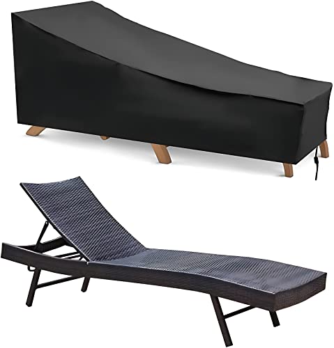 Tjfu Patio Chaise Lounge Cover Waterproof Outdoor Lounge Chair Covers, Water Resistant Sunbed Sun Rattan Chair Cover Black Durable Patio Furniture Covers - 82" L X 29" W X 31" H #TOP2