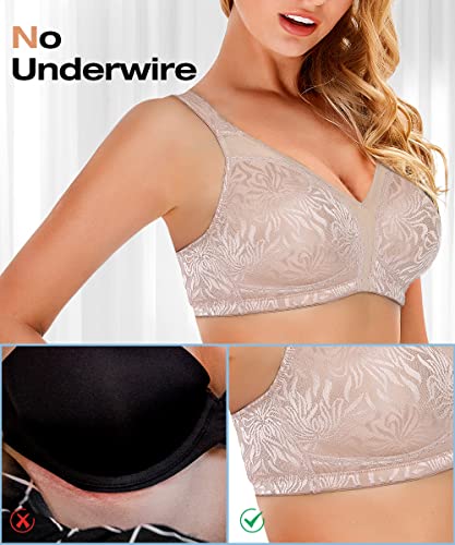 Wingslove Women's Wireless Minimizer Bra Plus Size Non-Padded Soft Full Figure Bra (Toffee, 40G)