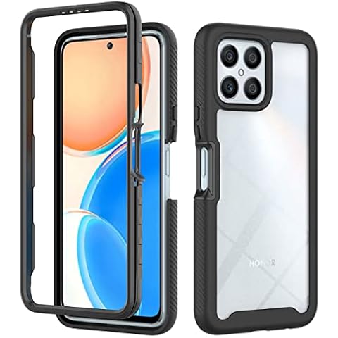 COMAKU Honor X8 4G (6.7") Case, Double-Layer Hybrid Transparent PC + TPU Silicone Cover, Clear Back Shockproof Bumper Case for Honor X8 4G (6.7") - Black Cover