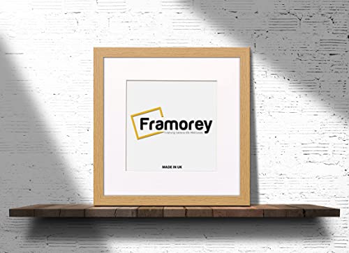 FRAMOREY Square Oxford Flat Wooden Effect Picture Frame, 22x22" Size Oak Photo Frame With 18x18" Size White Mount, Photo Print Frame, Best Photo Frames For Birthday Gift