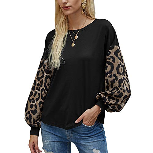 Women's Leopard Print Color Block Tunic Round Neck Long Sleeve Loose Tunic Shirts Tops Women's Leopard Print Color Block Tunic Round Neck Long Sleeve Loose Tunic Shirts Tops