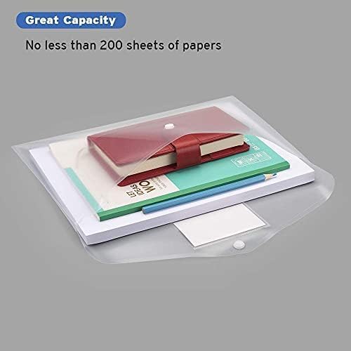 KEEPING A4 Document File Bag, Transparent Envelope Holder Storage Case, Snap Button Organizer, Clear Plastic Container for Papers, Stationery (10 Pack) 3