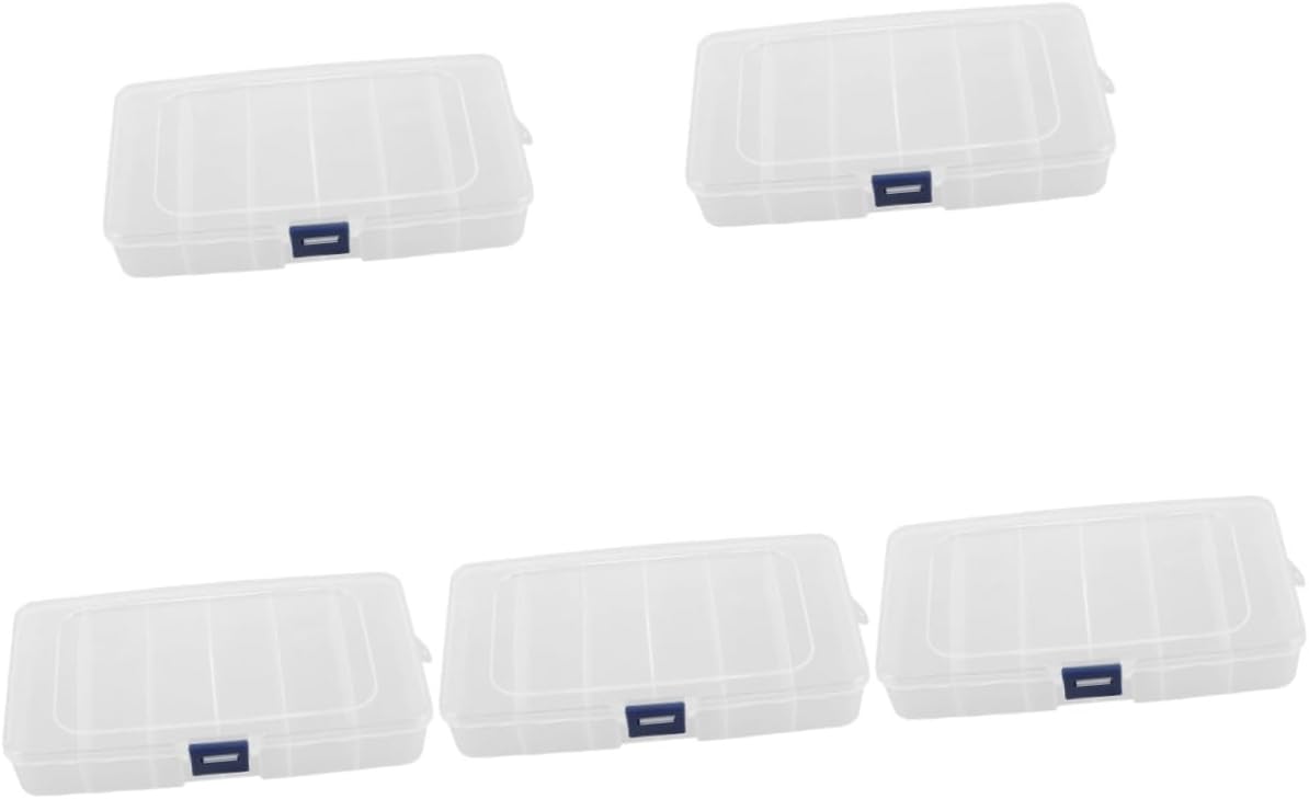 5pcs Multi-function Cosmetics Organizer with Lid Compartment Transparent Storage Box for Makeup Tools Swabs Lip Brushes and Accessories Portable and Use