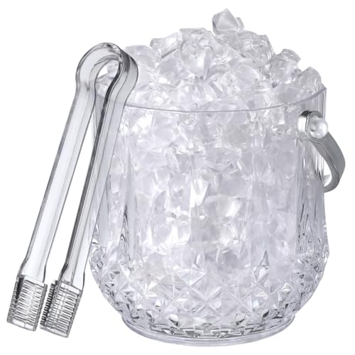 Operitacx Small Plastic Ice Bucket with Tongs for Tabletop Party Drinks