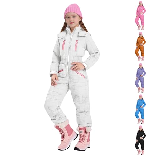 Consejos para Comprar Ropa impermeable y de nieve para Niño para comprar online. 50 Traje de nieve para niños y niñas, con capucha, impermeable, aislado, traje de esquí de una pieza, ropa de nieve para (blanco, 11-12 años)