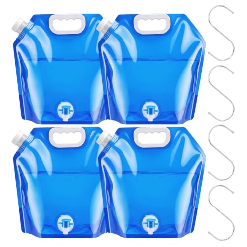 NUTKIT 4 Piezas 5L Bolsa de Agua Plegable,Bidón de Agua Plegable con Grifo