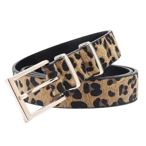 Pohullan Women Leopard Leather Belt Clothing Accessory Belts Jeans Belt