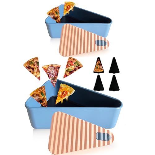 Gwydre Contenitore per pizza con 2 vassoi per pizza, riutilizzabile, in silicone, resistente a temperature da -40 a 200 ℃ (blu e rosa, 7,5 e 9 pollici)